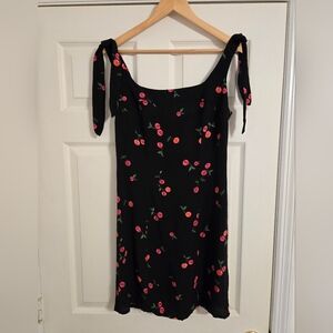 Nobody's Child Black Dress with Cherry Print Size 4 Nwt But Flawed
